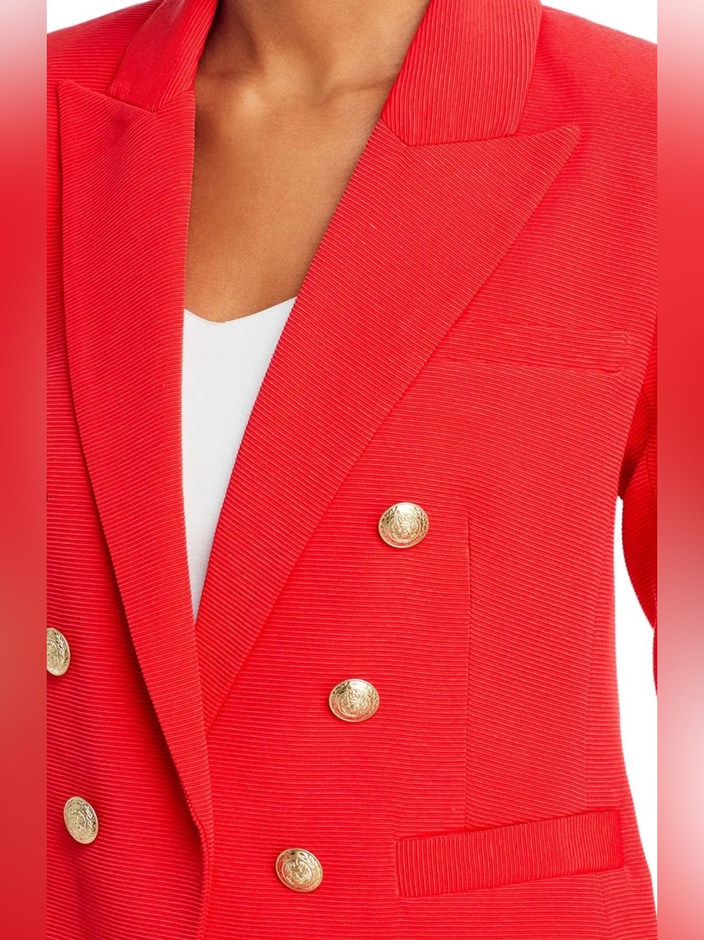 NWT L'Agence Brooke Double-Breasted Crop Blazer in Fire Red. SIZE 10 - Picture 3 of 10